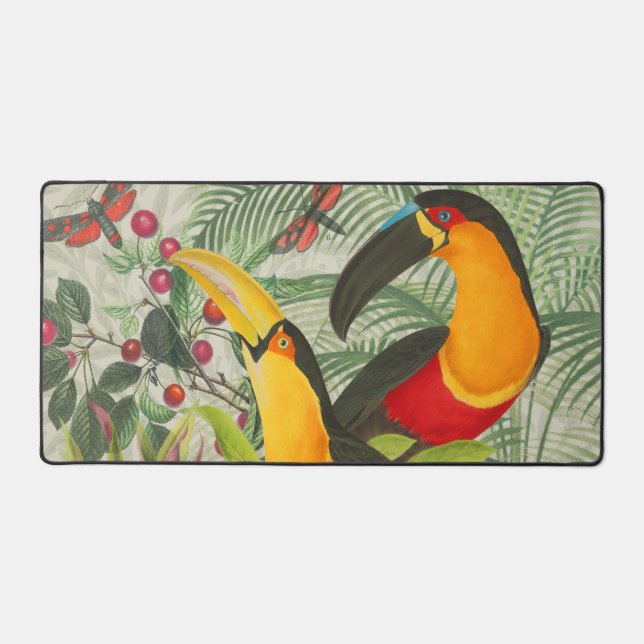Vibrant Tropical Toucan Birds Art Exotic Jungle  Desk Mat (Front)