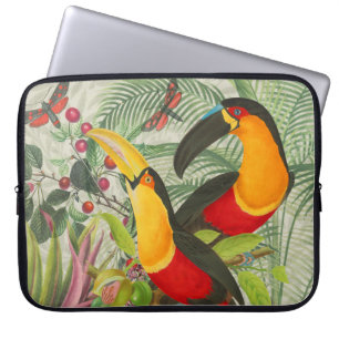 Vibrant Tropical Toucan Birds Art Exotic Jungle  Laptop Sleeve