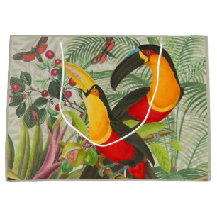 Vibrant Tropical Toucan Birds Art Exotic Jungle  Large Gift Bag