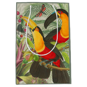 Vibrant Tropical Toucan Birds Art Exotic Jungle  Medium Gift Bag