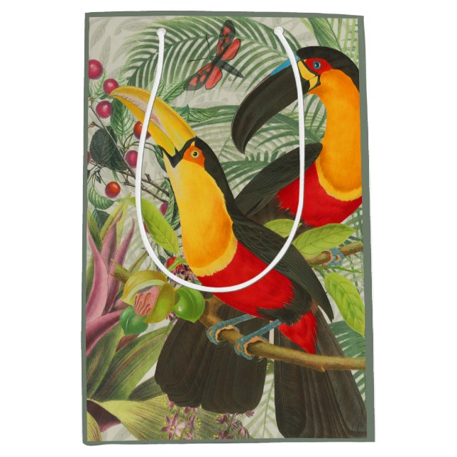 Vibrant Tropical Toucan Birds Art Exotic Jungle  Medium Gift Bag (Front)