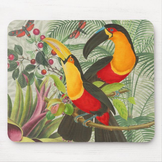 Vibrant Tropical Toucan Birds Art Exotic Jungle  Mouse Mat (Front)