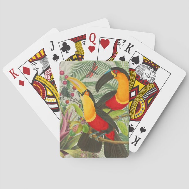 Vibrant Tropical Toucan Birds Art Exotic Jungle  Playing Cards (Back)