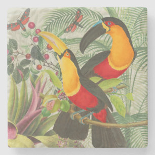 Vibrant Tropical Toucan Birds Art Exotic Jungle  Stone Coaster