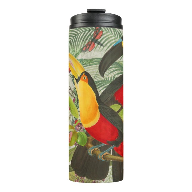 Vibrant Tropical Toucan Birds Art Exotic Jungle  Thermal Tumbler (Front)