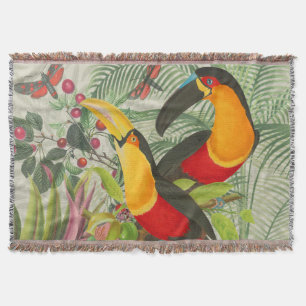 Vibrant Tropical Toucan Birds Art Exotic Jungle  Throw Blanket