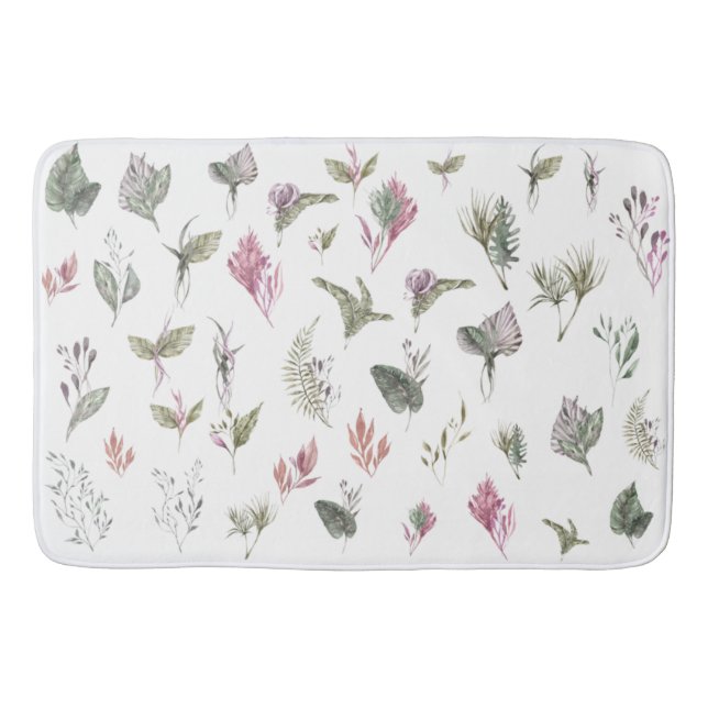 Vibrant Tropical Watercolor Bath Mat (Front)