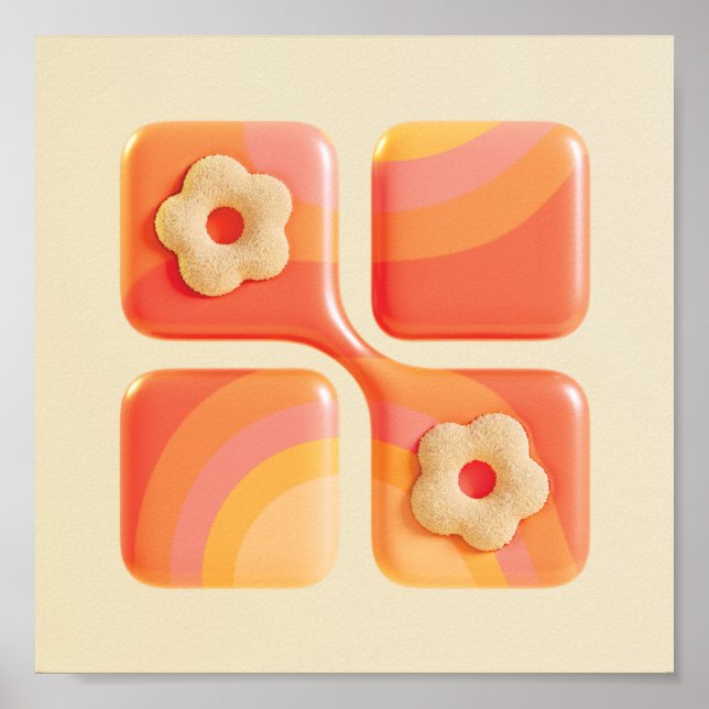 Vibrant Tufted Flower 3D Art Print - Square Format (Front)