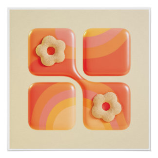 Vibrant Tufted Flower 3D Art Print - Square Format