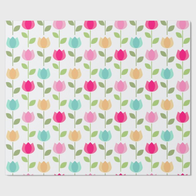 Vibrant Tulip Blooms Wrapping Paper (Seam)