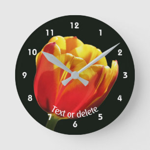 Vibrant Tulip Flower Personalised Round Clock