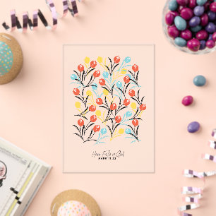 Vibrant Tulip Pattern Floral Design on White Acrylic Invitations