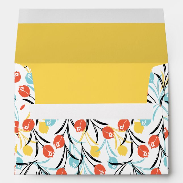 Vibrant Tulip Pattern Floral Design on White Envelope (Back (Bottom))