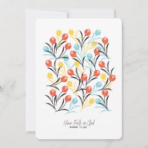 Vibrant Tulip Pattern Floral Design on White Invitation