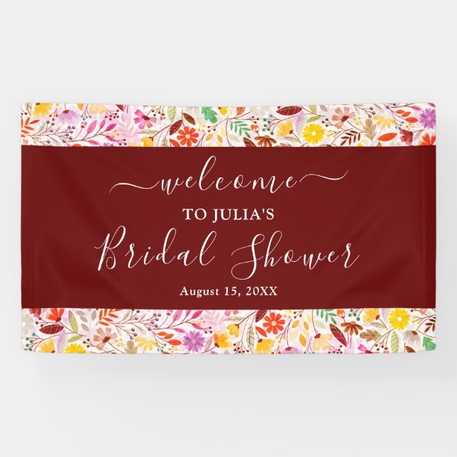 Vibrant Tulip Summer Flowers Bridal Shower Banner (Horizontal)
