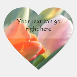 Vibrant Tulips Heart Stickers