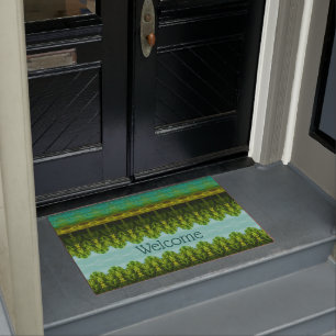 Vibrant Turquoise and Green Doormat