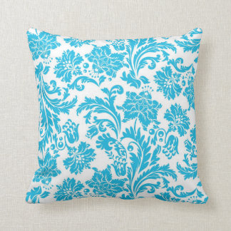 Vibrant Turquoise Damask Cushion