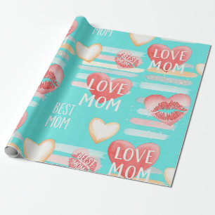 Vibrant Turquoise MOM Appreciation Pop Pattern Wrapping Paper