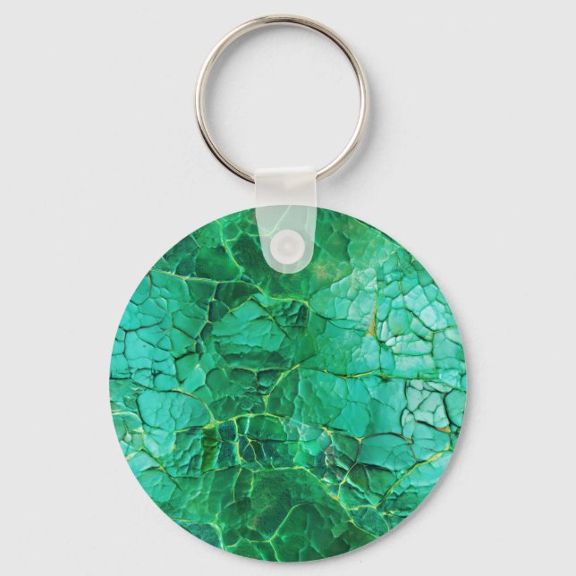 Vibrant Turquoise  Textured Pattern Key Ring (Front)