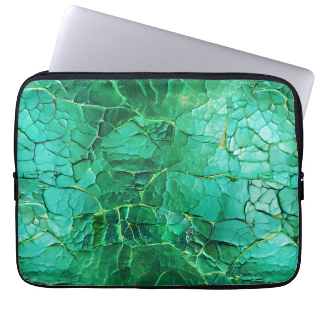 Vibrant Turquoise  Textured Pattern Laptop Sleeve (Front)