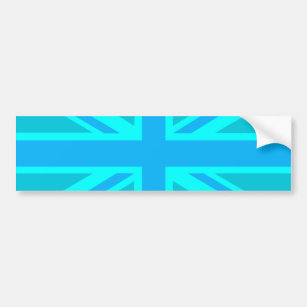 Vibrant Turquoise Union Jack British Flag Bumper Sticker