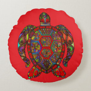 Vibrant Turtle Red Decorative Pillow