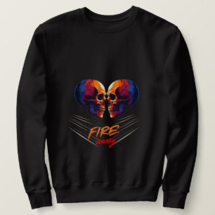 Vibrant Twin Skulls Edgy Graphic Men's Sweatshirt
