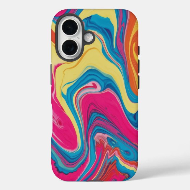 Vibrant Tye-Dye Marble Phone Case Design (Back)