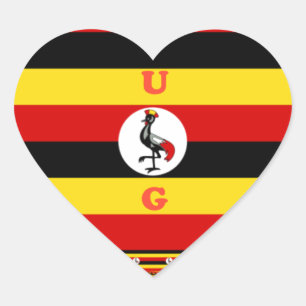 Vibrant Uganda Flag-Inspired Art Heart Sticker