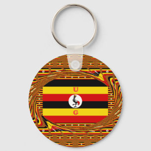 Vibrant Uganda Flag-Inspired Art Key Ring