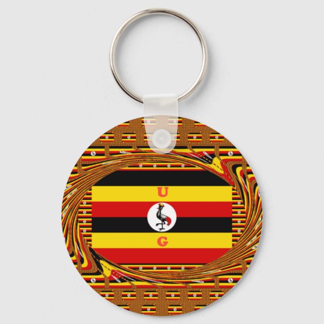Vibrant Uganda Flag-Inspired Art Key Ring (Front)