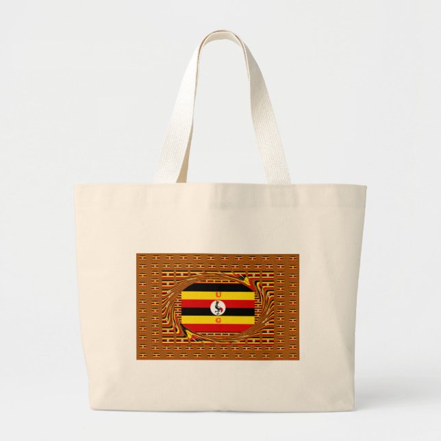 Vibrant Uganda Flag-Inspired Art Large Tote Bag (Front)