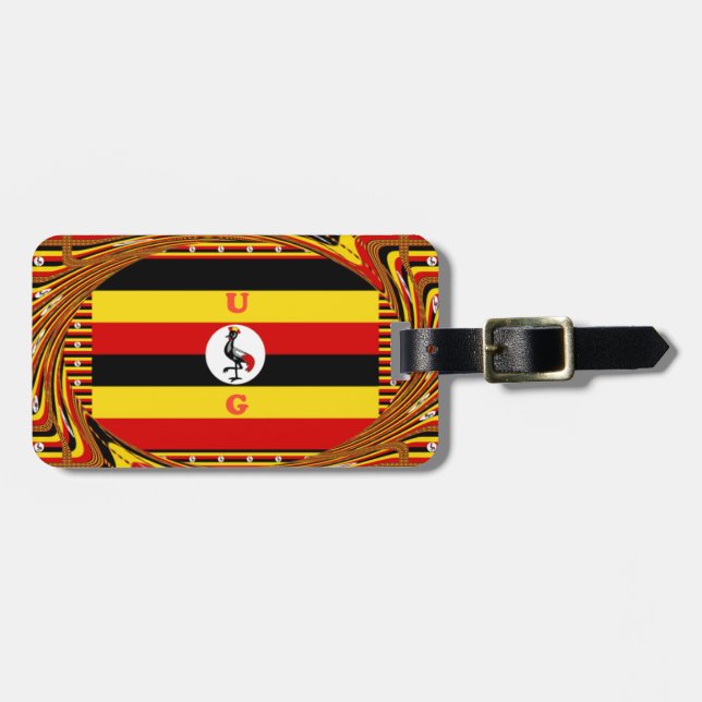 Vibrant Uganda Flag-Inspired Art Luggage Tag (Front Horizontal)