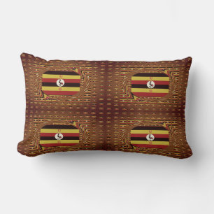 Vibrant Uganda Flag-Inspired Art Lumbar Cushion