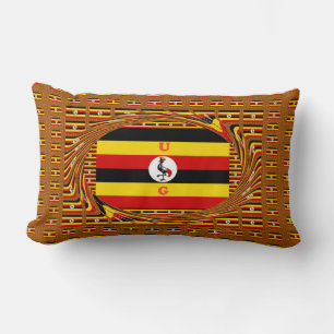 Vibrant Uganda Flag-Inspired Art Lumbar Cushion