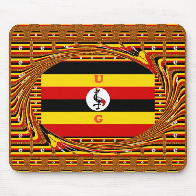 Vibrant Uganda Flag-Inspired Art Mouse Mat (Front)