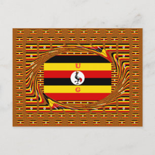 Vibrant Uganda Flag-Inspired Art Postcard
