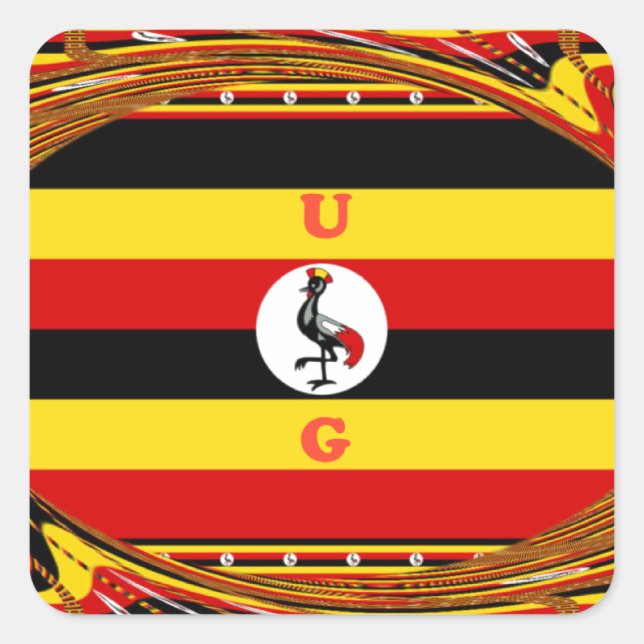 Vibrant Uganda Flag-Inspired Art Square Sticker (Front)