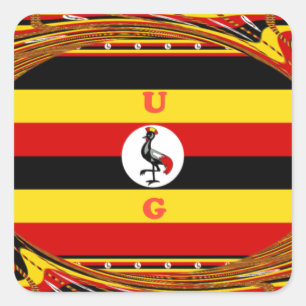 Vibrant Uganda Flag-Inspired Art Square Sticker