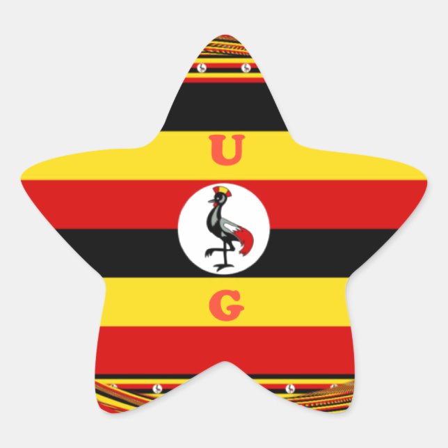 Vibrant Uganda Flag-Inspired Art Star Sticker (Front)