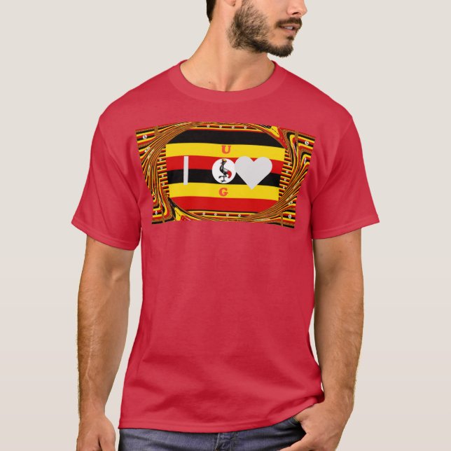Vibrant Uganda Flag-Inspired Art T-Shirt (Front)