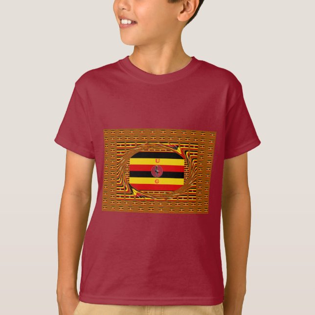 Vibrant Uganda Flag-Inspired Art T-Shirt (Front)