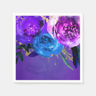 Vibrant Ultra Violet Purple Floral Fantasy Wedding Napkin