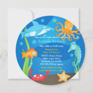 Vibrant Under the Sea Baby Shower Invitations