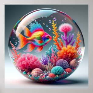 Vibrant Underwater Coral Reef Ecosystem Poster