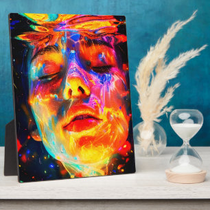 Vibrant Underwater Female Portrait Oil Painting Plaque