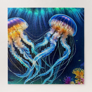 Vibrant Underwater Jellyfish Jigsaw Puzzle