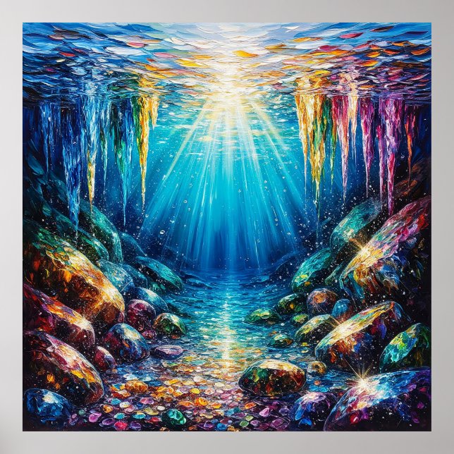 Vibrant Underwater Landscape With Shimmering Colou Poster (Front)