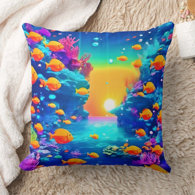 Vibrant Underwater Paradise Found Cushion (Blanket)